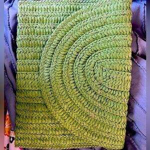 Lime green straw wristlet